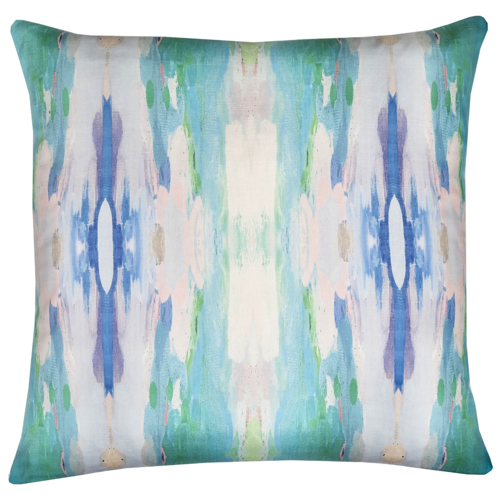 Laura Park Flower Child Teal Linen Cotton Pillow