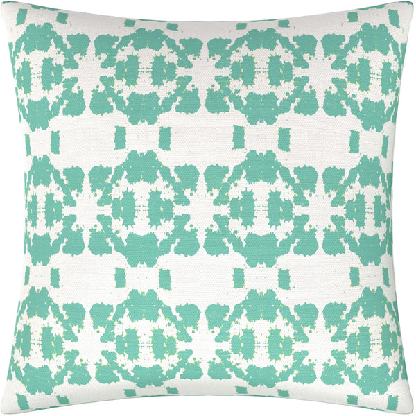 Mosaic Turquoise Linen Cotton Pillow by Laura Park