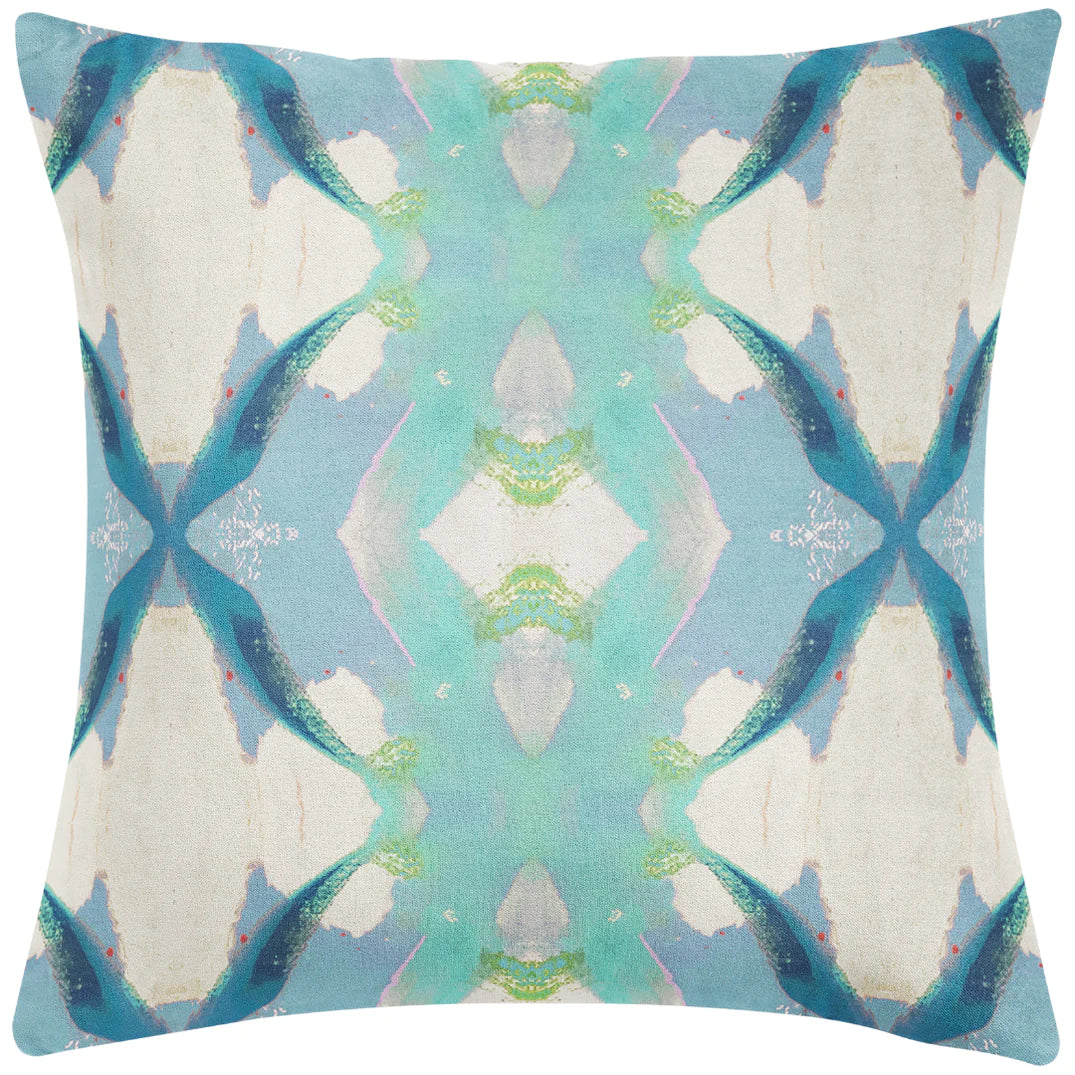 Laura Park Jasmine Blue Linen Cotton Pillow