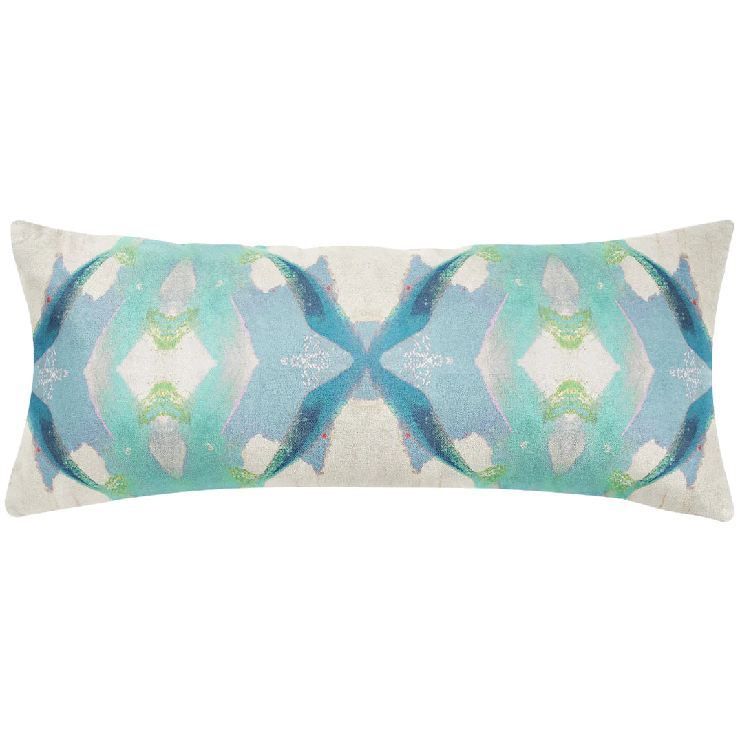 Laura Park Jasmine Blue Linen Cotton Pillow