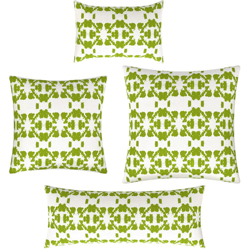 Mosaic Green Linen Cotton Pillow by Laura Park
