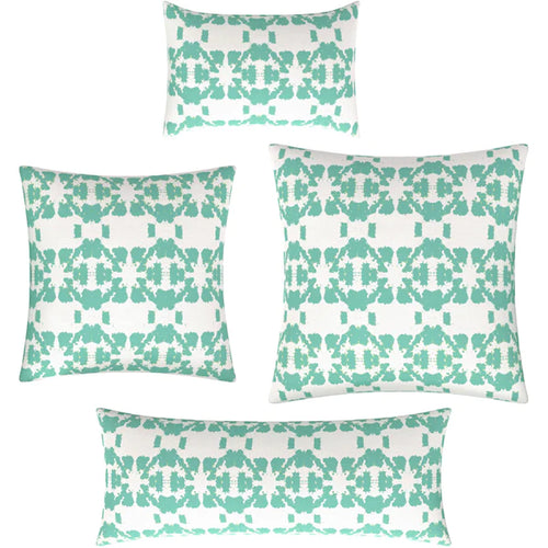 Mosaic Turquoise Linen Cotton Pillow by Laura Park