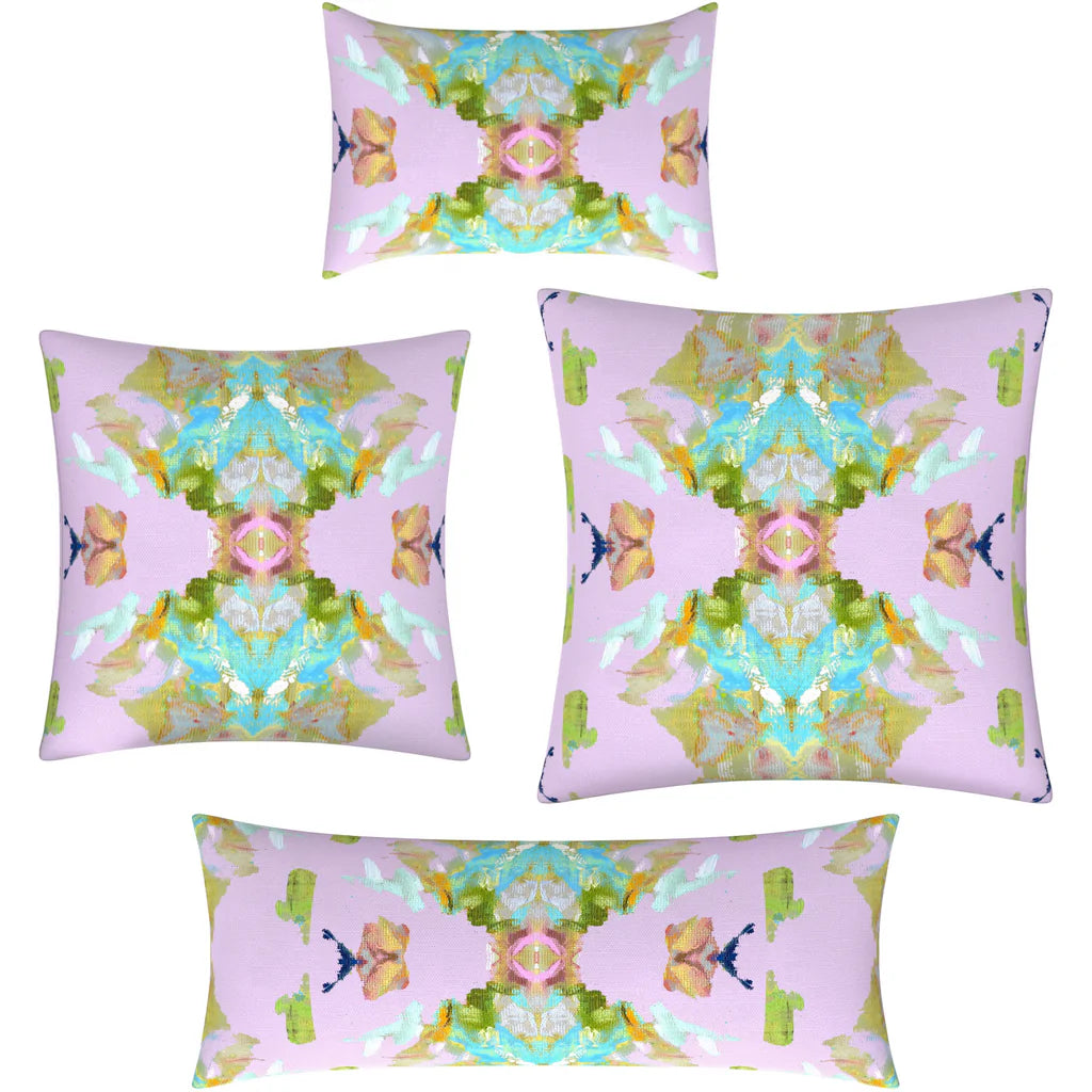 Stained Glass Lavender Linen Cotton Pillow by Laura Park