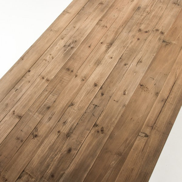 Zentique Arthur Dining Table Natural Top, Distressed White Legs