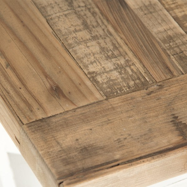 Zentique Lilon Side Table Natural Top, Distressed White Legs