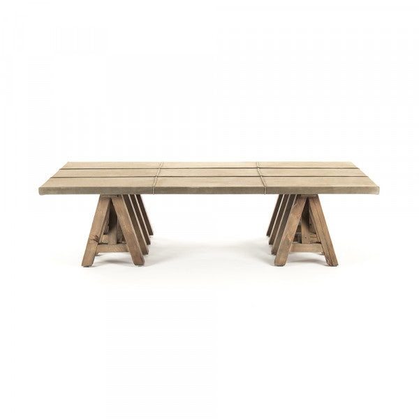 Zentique Doux Coffee Table Dry Natural Finish, Light Brown Suede Leather