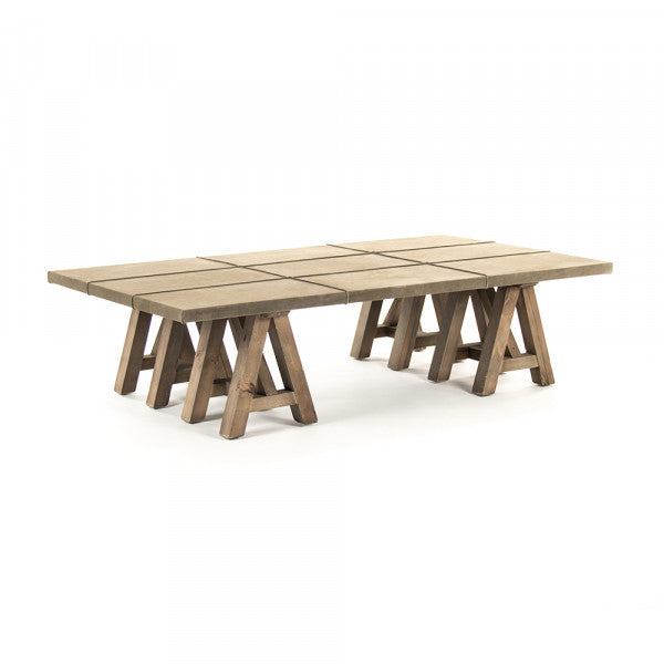 Zentique Doux Coffee Table Dry Natural Finish, Light Brown Suede Leather