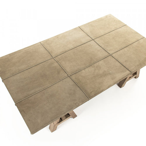 Zentique Doux Coffee Table Dry Natural Finish, Light Brown Suede Leather