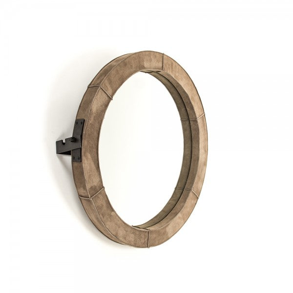 Zentique Pendre Mirror (Small) Tan Suede Leather