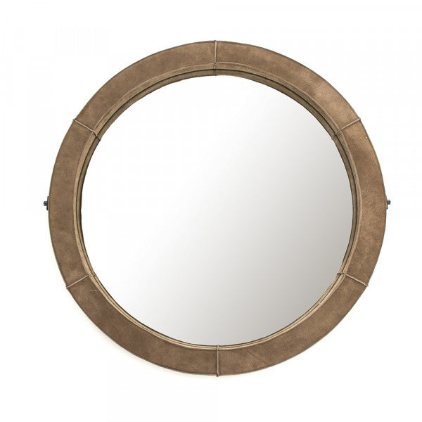 Zentique Pendre Mirror (Large) Tan Suede Leather
