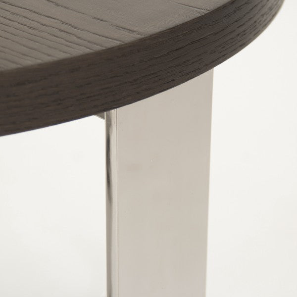 Zentique Croix Round Side Table Dark Brown, Chrome