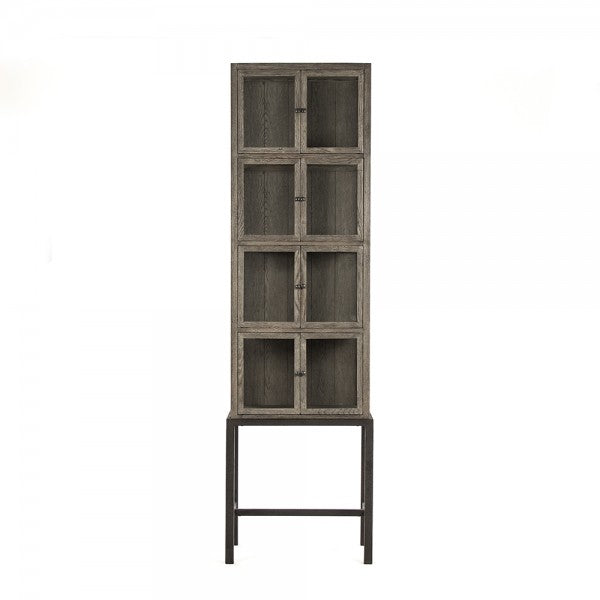 Zentique Sombre Cabinet Dark Brown, Distressed Metal