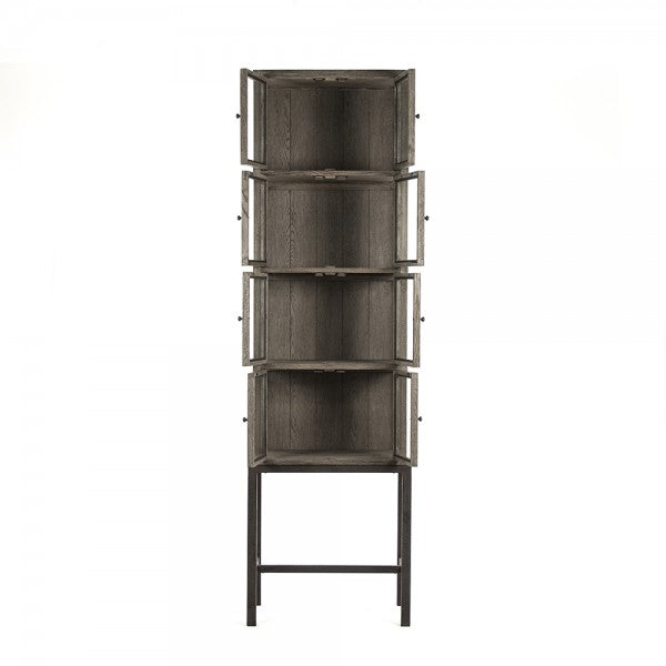 Zentique Sombre Cabinet Dark Brown, Distressed Metal