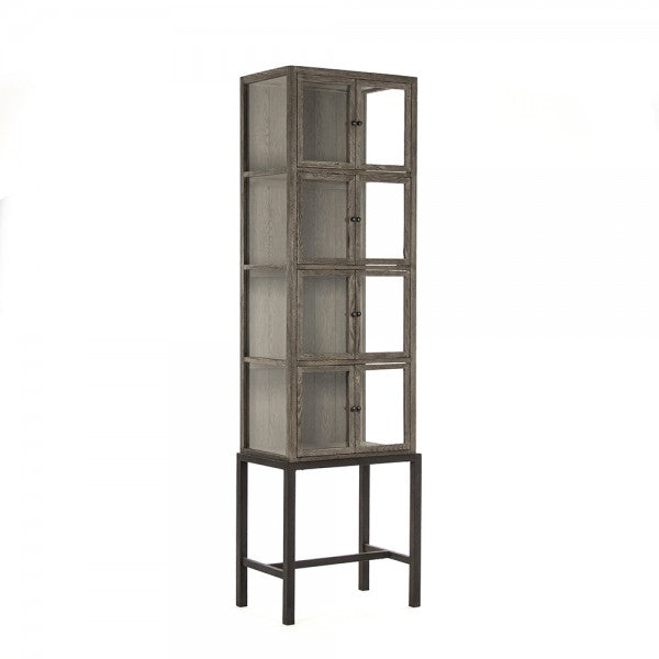 Zentique Sombre Cabinet Dark Brown, Distressed Metal