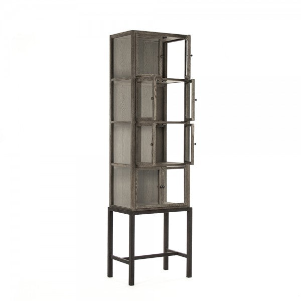 Zentique Sombre Cabinet Dark Brown, Distressed Metal