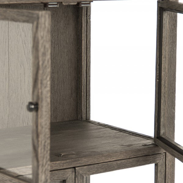 Zentique Sombre Cabinet Dark Brown, Distressed Metal