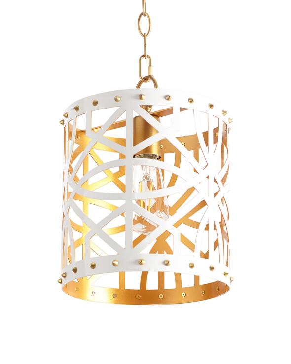 Hayes White and Gold 10" Pendant Light by Couture Lighting