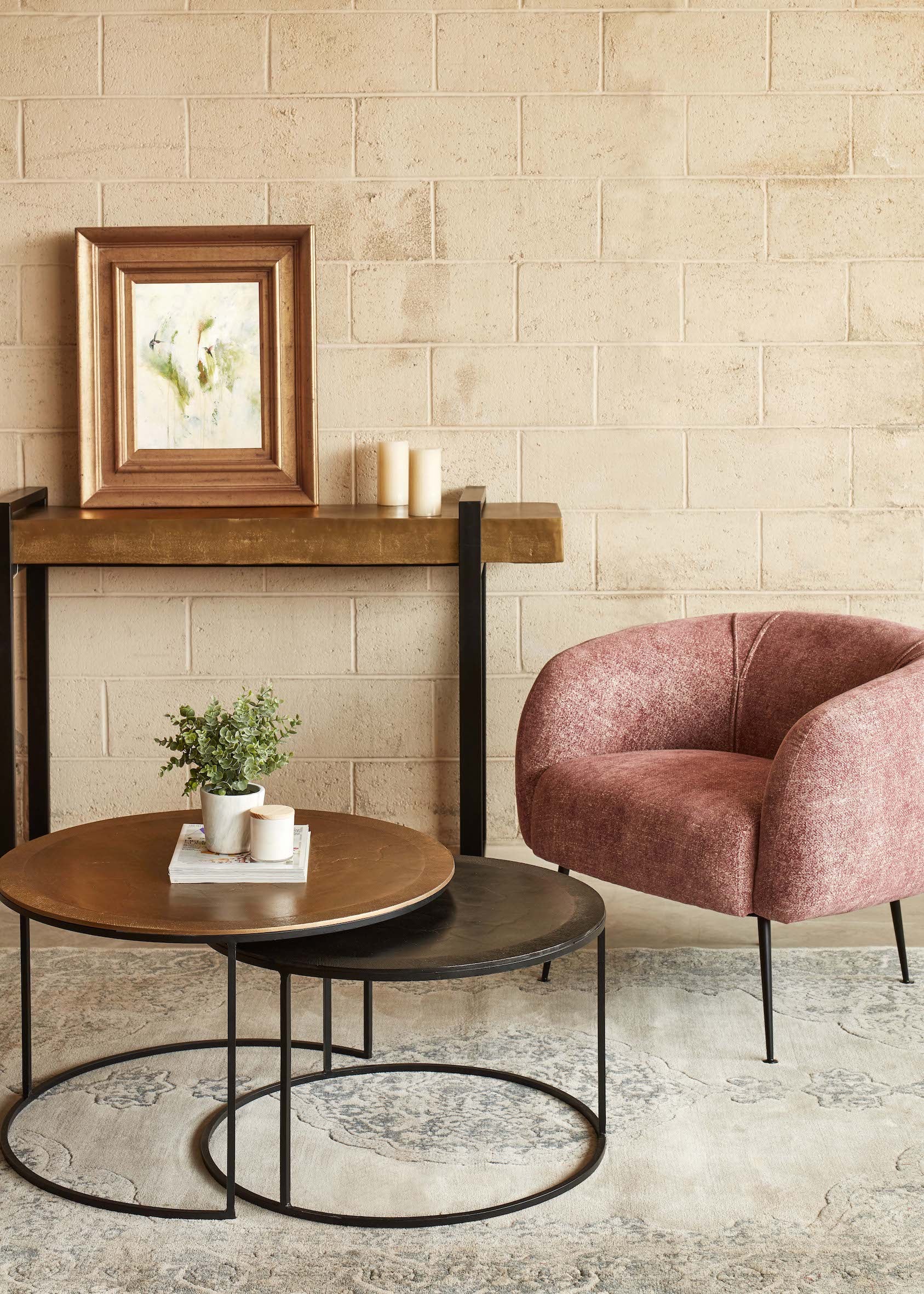 Urbia Mandala Coffee Table in Brass (Set of 2)