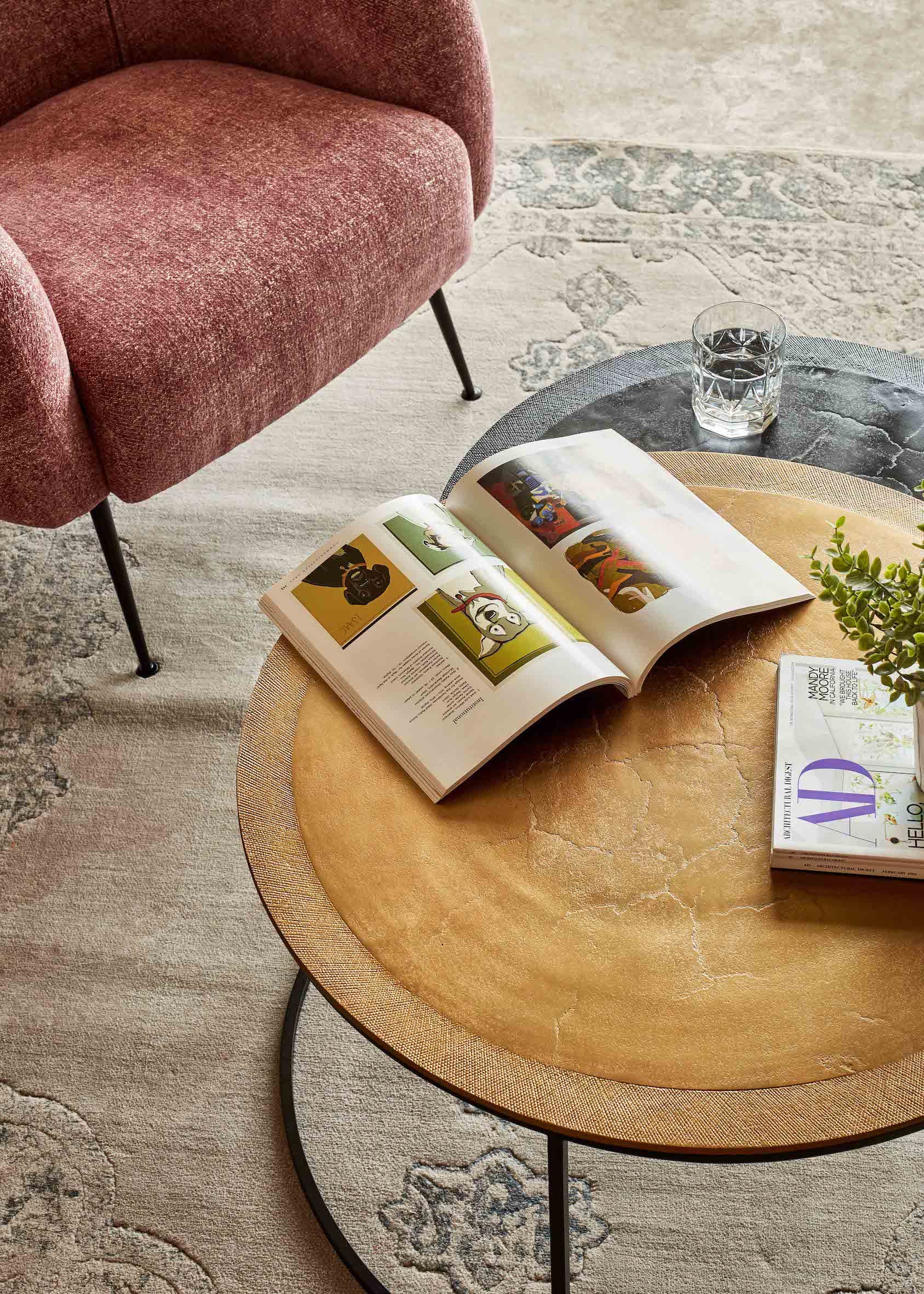 Urbia Mandala Coffee Table in Brass (Set of 2)