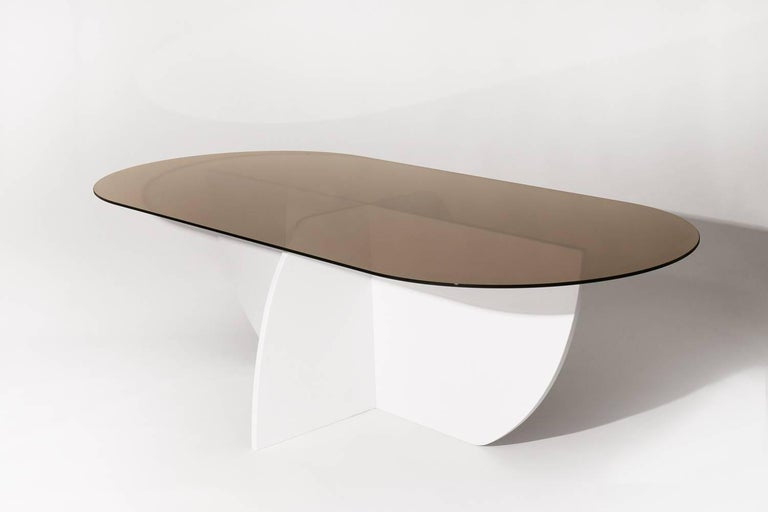 Aurora Dining Table, White Mosaic &  Bronze Glass