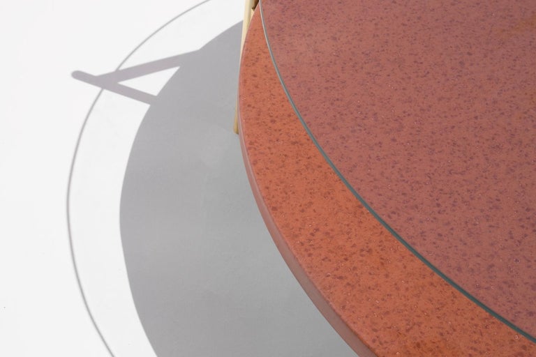 Duotone Circular Coffee Table,  Brass & Rust Mosaic