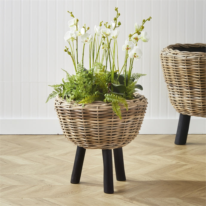 woven basket plant Woven Rattan 17" Dry Basket Plant Riser