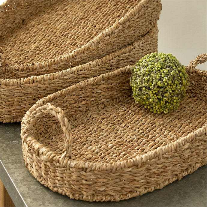 Seagrass Oval Trays, Set Of 3
