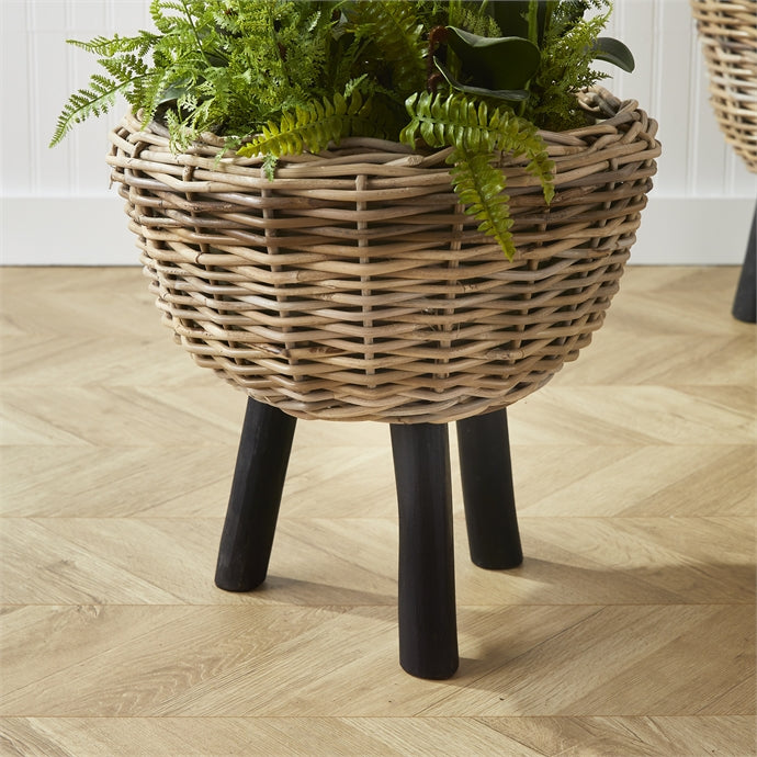 plant stand woven Woven Rattan 17" Dry Basket Plant Riser