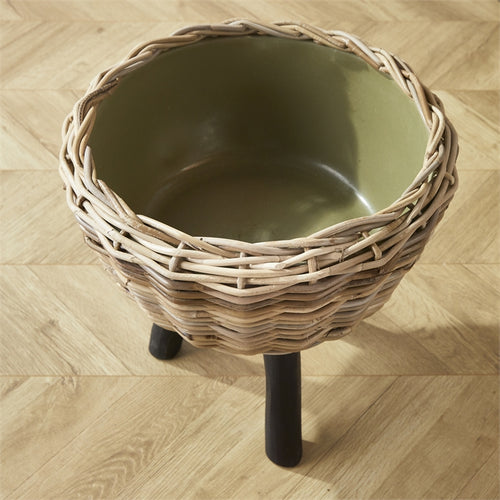 Woven Rattan 17" Dry Basket Plant Riser