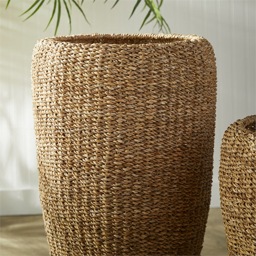 Seagrass Tall Round Planters St/2