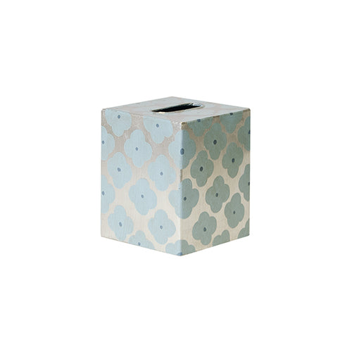 Worlds Away Oval Wastebasket, Blue and Silver