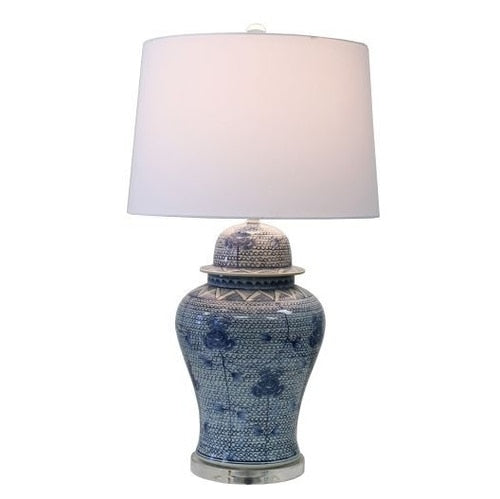 Blue and White Interlocking Chain Table Lamp by Legend of Asia