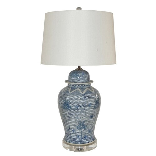 Blue and White Interlocking Chain Table Lamp by Legend of Asia