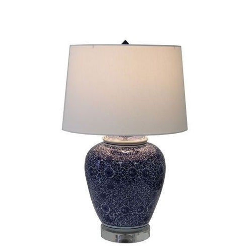 Blue And White Cluster Flower Table Lamp By Legends Of Asia
