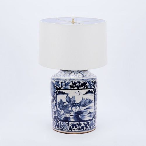 Table Lamp Dynasty Tea Jar Floral Landscape Medallion By Legends Of Asia