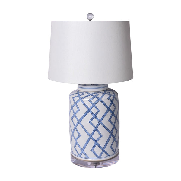 Legend of Asia Blue And White Bamboo Tea Table Lamp