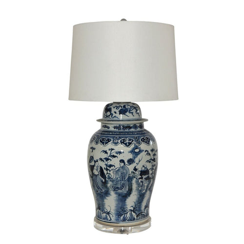 Blue And White Eight Immortals Temple Jar Lamp