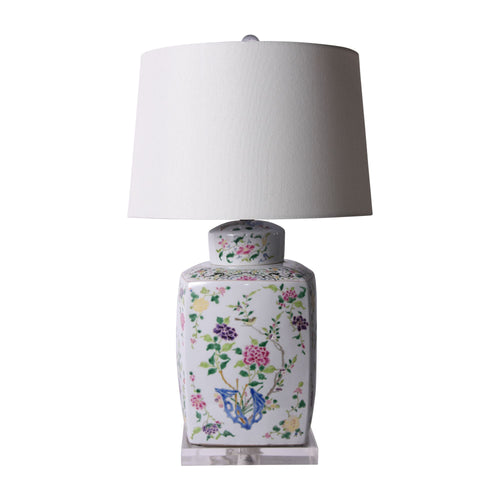 Chinoisery Floral Cylinder Tea Jar Table Lamp By Legends Of Asia