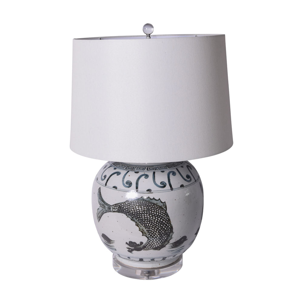 Indigo Yuan Fish Jar Table Lamp By Legends Of Asia