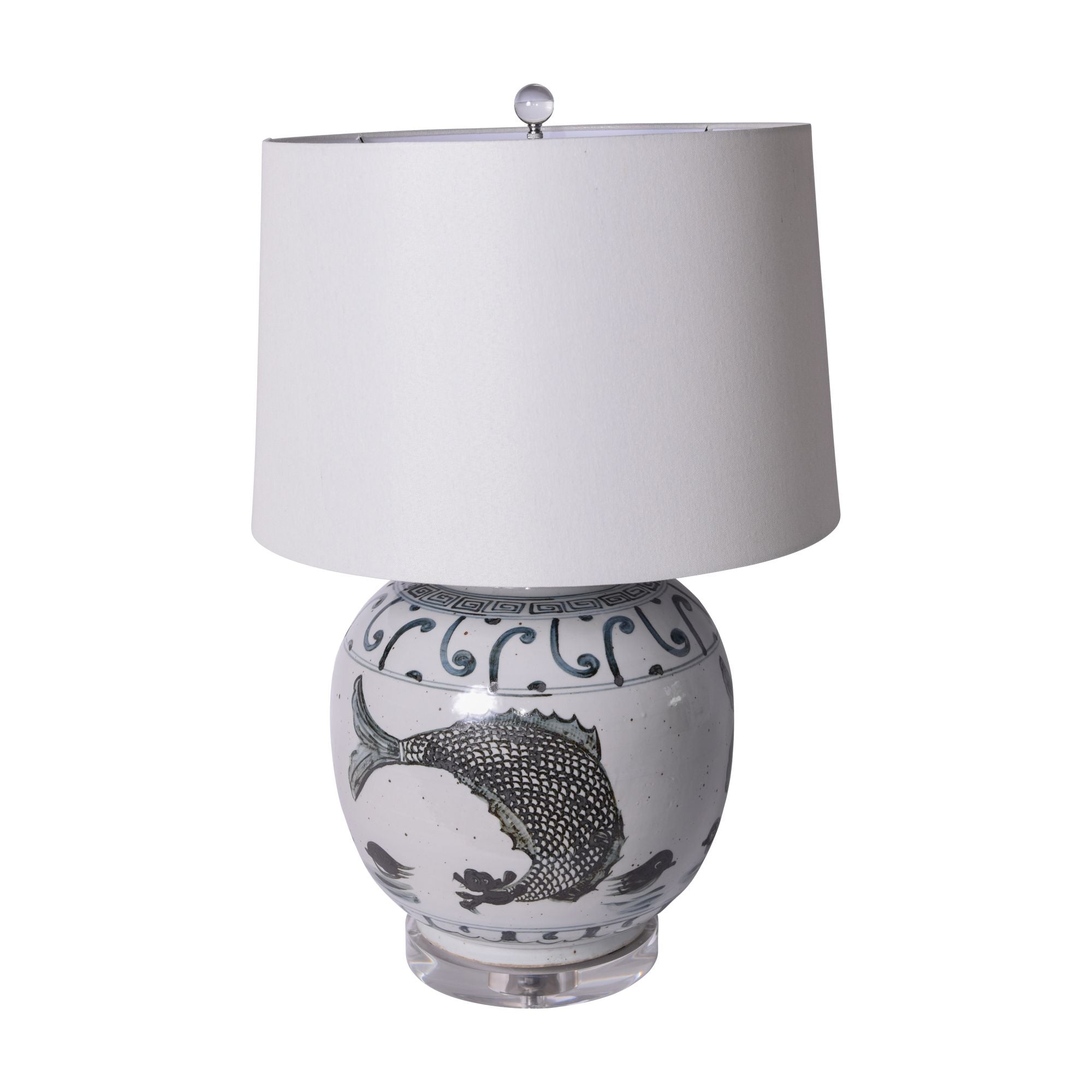 Indigo Yuan Fish Jar Table Lamp By Legends Of Asia