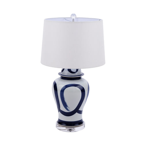 Blue and White Swirl Brushstroke Table Lamp by Legend of Asia