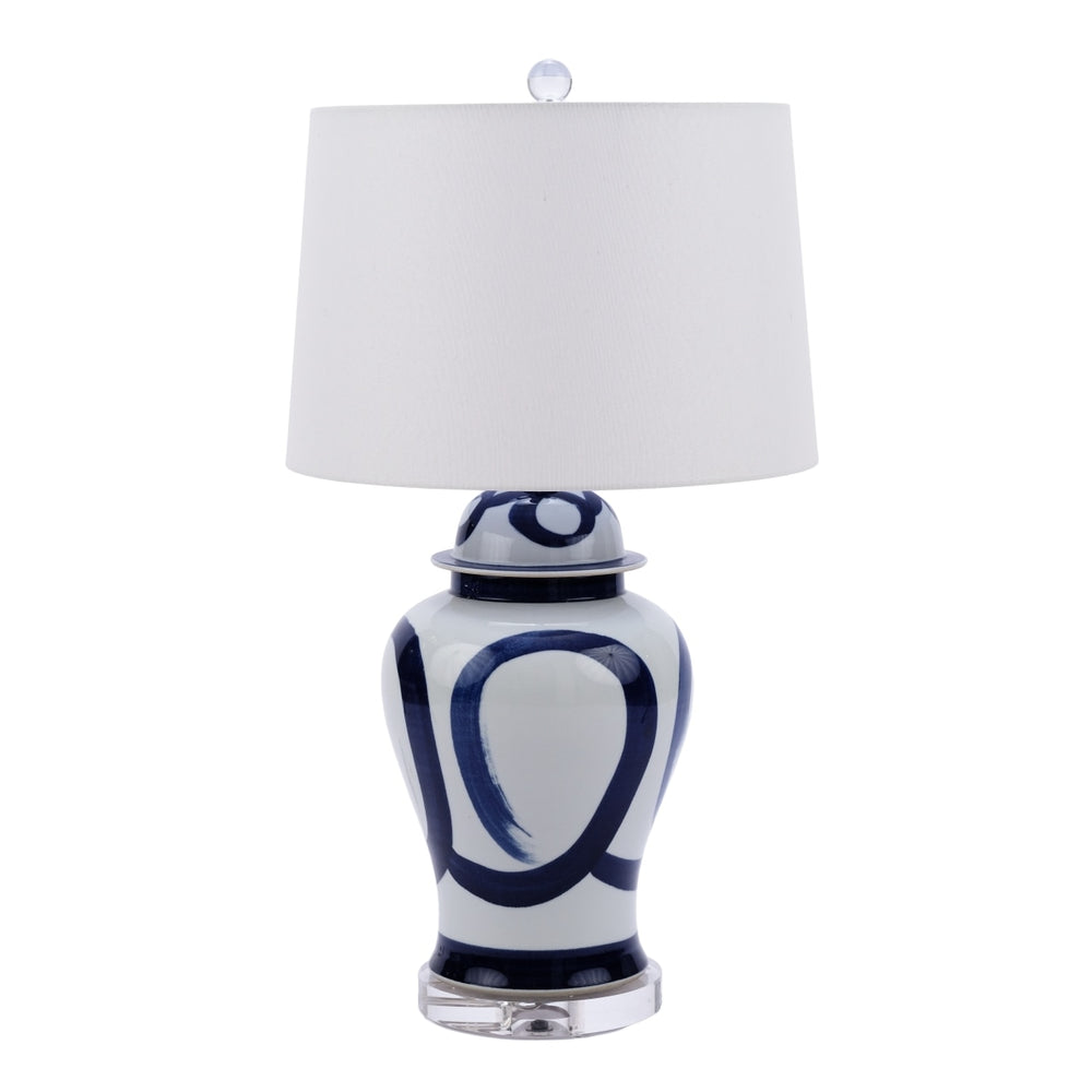 Blue and White Swirl Brushstroke Table Lamp by Legend of Asia