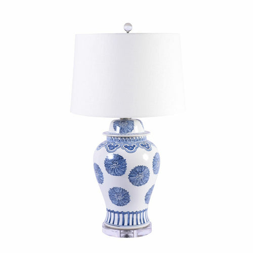 Legend of Asia Blue & White Porcelain Multi Flower Lamp