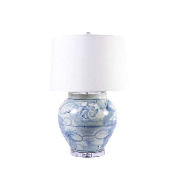 Legend of Asia Blue & White Silla Twisted Flower Lotus Lamp