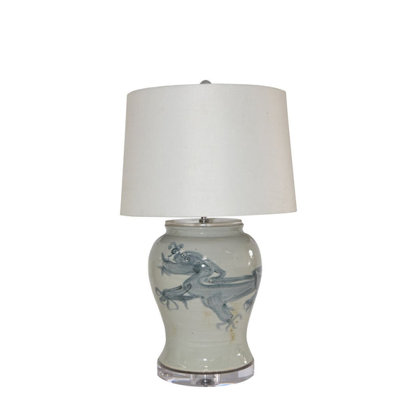 Blue And White Yuan Dragon Open Top Jar Lamp By Legends Of Asia