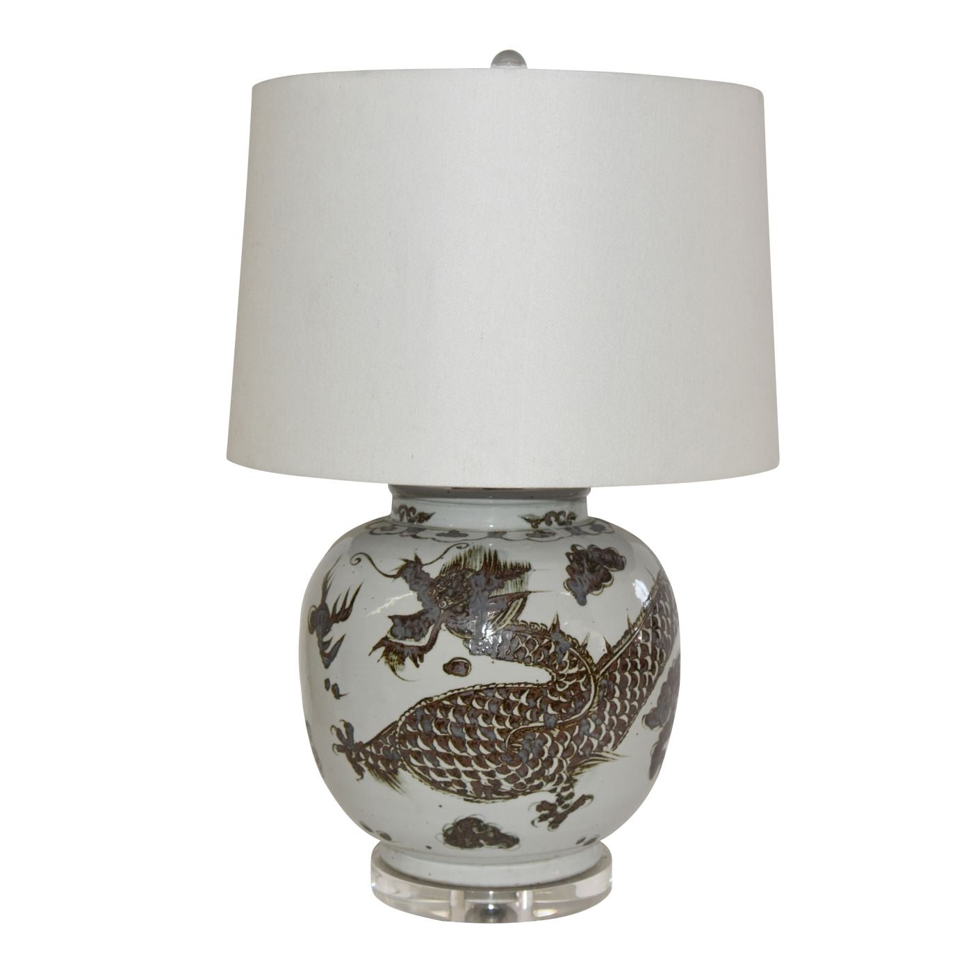 Lamp With Brown Dragon Open Top Jar By Legends Of Asia