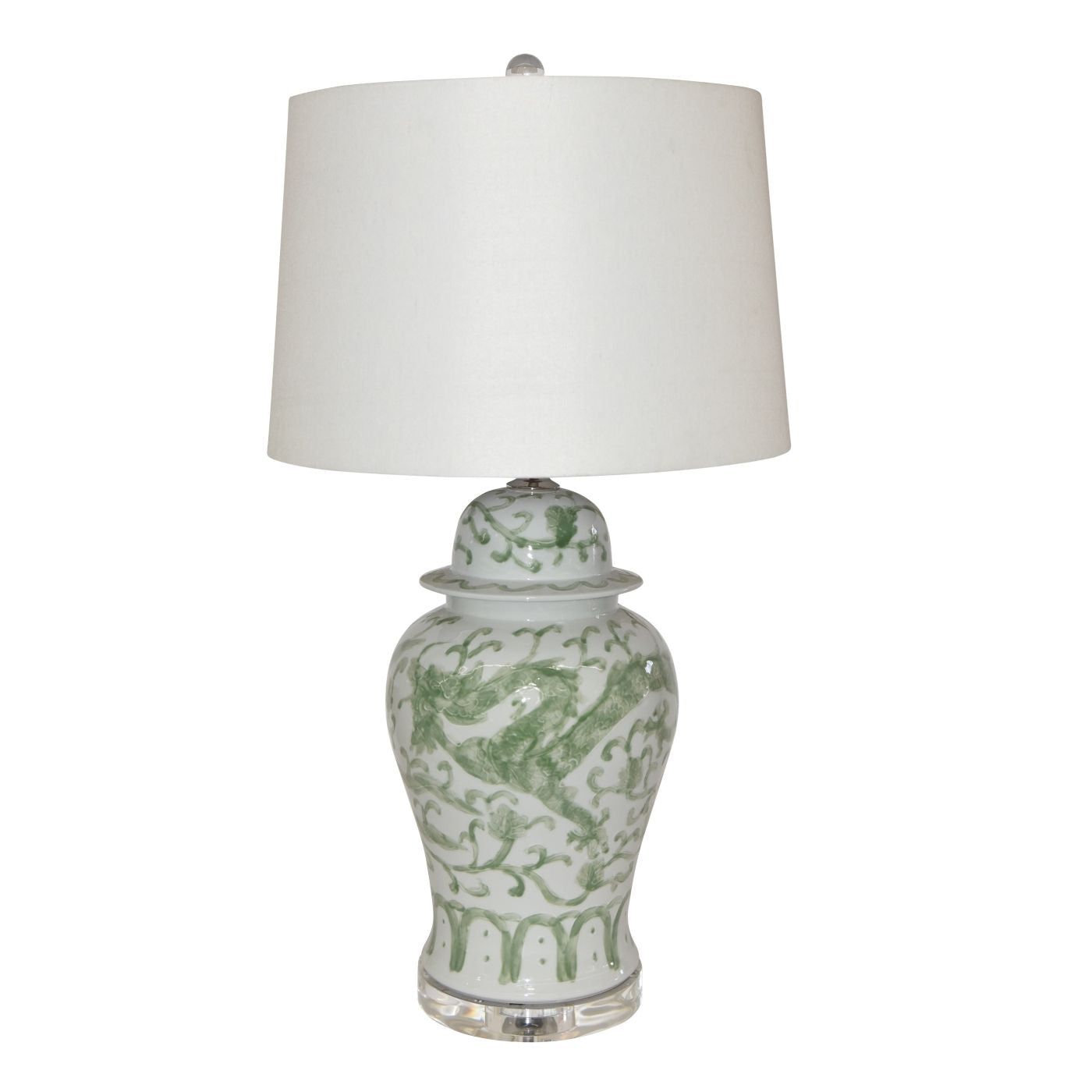 Celadon Dragon Mortif Porcelain Temple Jar Table Lamp By Legends Of Asia