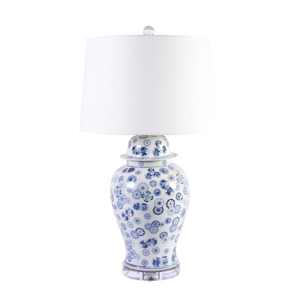 Blue And White Ball Flower Temple Jar Lamp By Legends Of Asia