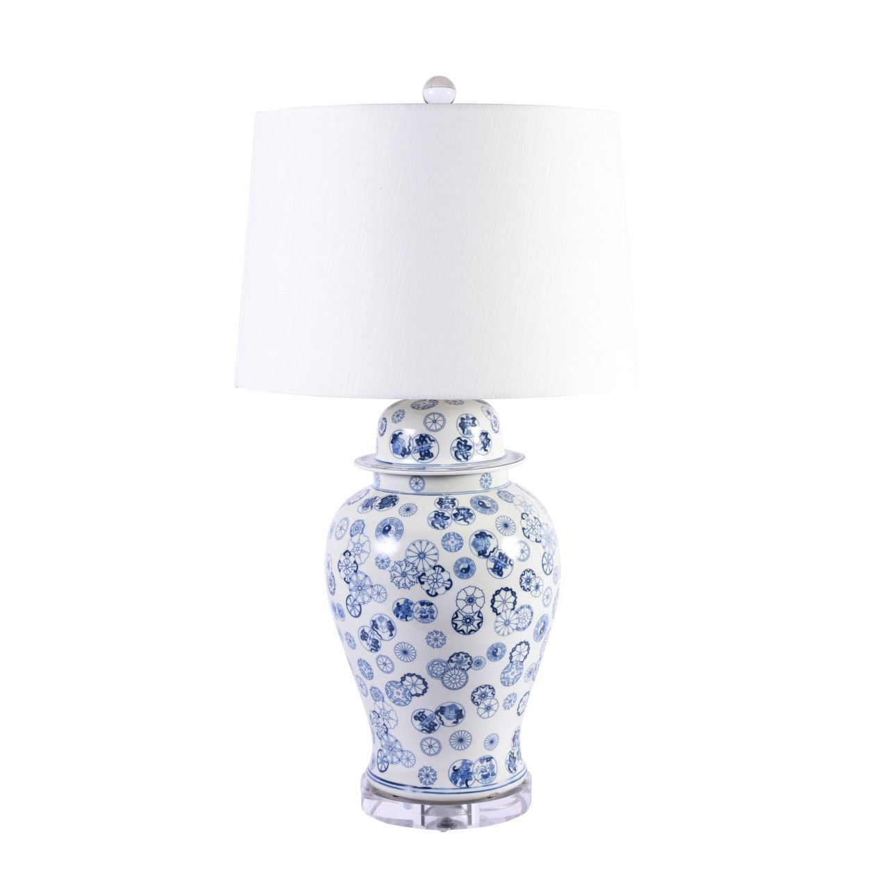 Blue And White Ball Flower Temple Jar Lamp By Legends Of Asia