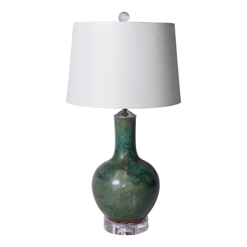 Legend of Asia Speckled Green Globular Vase Lamp